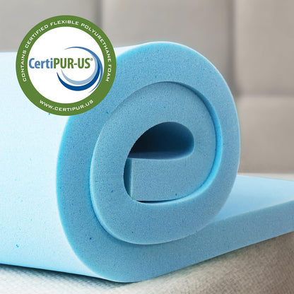 Zinus - Sobrecolchón de Espuma viscoelástica de Gel, 3" (7.6 cm), Azul (Sky-Blue), Individual, 1, 1