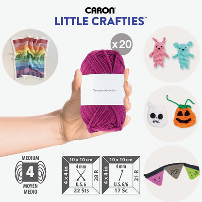 Caron Little Crafties - Paquete múltiple de 20 unidades (paquete de 1) - Proyectos de punto, ganchillo y arte, lavable a máquina y secable - Kit de hilo ligero duradero