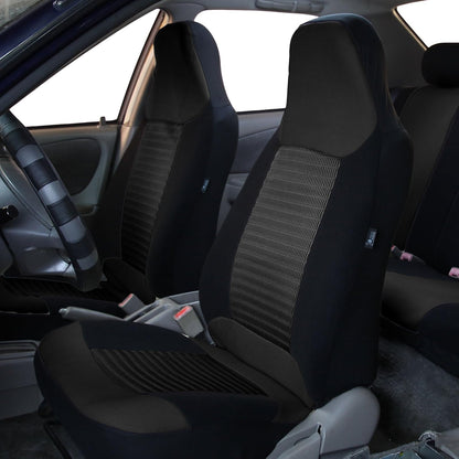 FH GROUP FB107BLACK102 Black Premium Fabric Bucket Car Seat Cover, Set of 2 (Airbag Compatible)