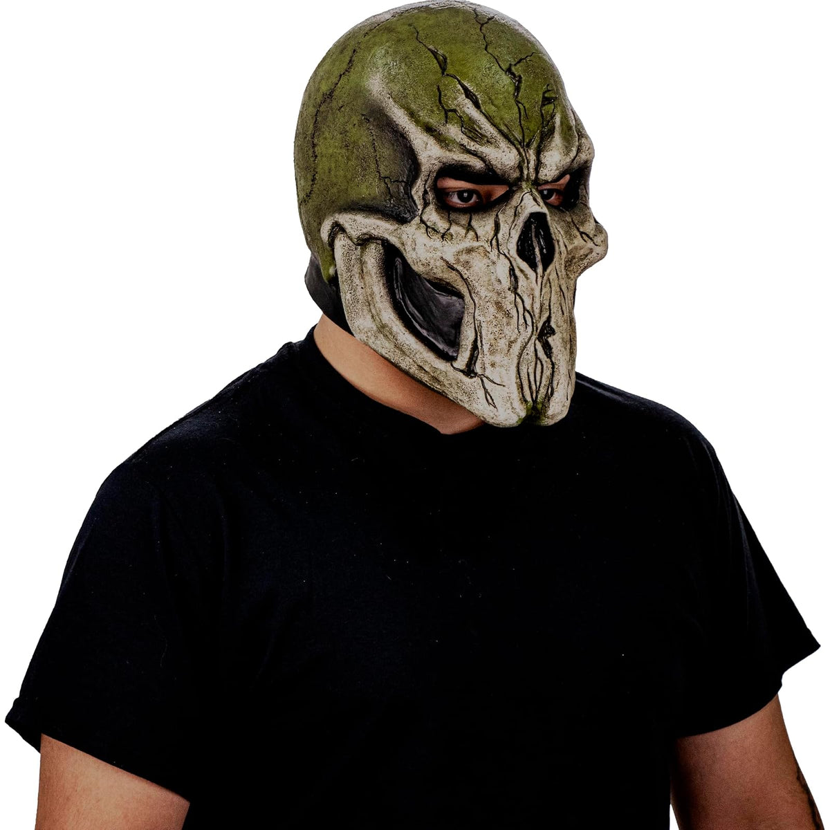 Ghoulish Productions Máscara De Látex Skull Cracks, Accesorio Látex Cosplay Calavera del Bosque, Disfraz Aterrador para Halloween y Fiestas Temáticas, Cosplay Calavera Malvada, Diseño Artesanal