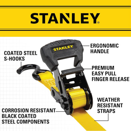Stanley - Kit de Correa de carraca, Negro/Amarillo, 1" x 14'