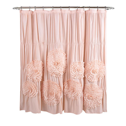 Lush Decor - Cortina de Ducha Serena, 72 Pulgadas de Ancho x 72 Pulgadas de Largo, Color Rubor, Cortina de baño con Volantes, Cortinas de Ducha de Tela Rosa, decoración de Coqueta