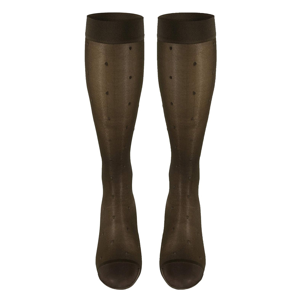 Truform Sheer Compression Stockings, 15-20 Mmhg, Women's Knee High Length, Dot Pattern Espresso, Pack of 1