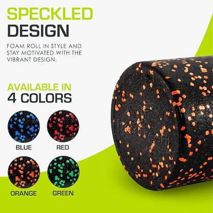 Prosource Fit High Density Speckled Black Foam Rollers, 45cm for Myofascial Release, Pilates, Trigger Point Massage and Muscle Therapy