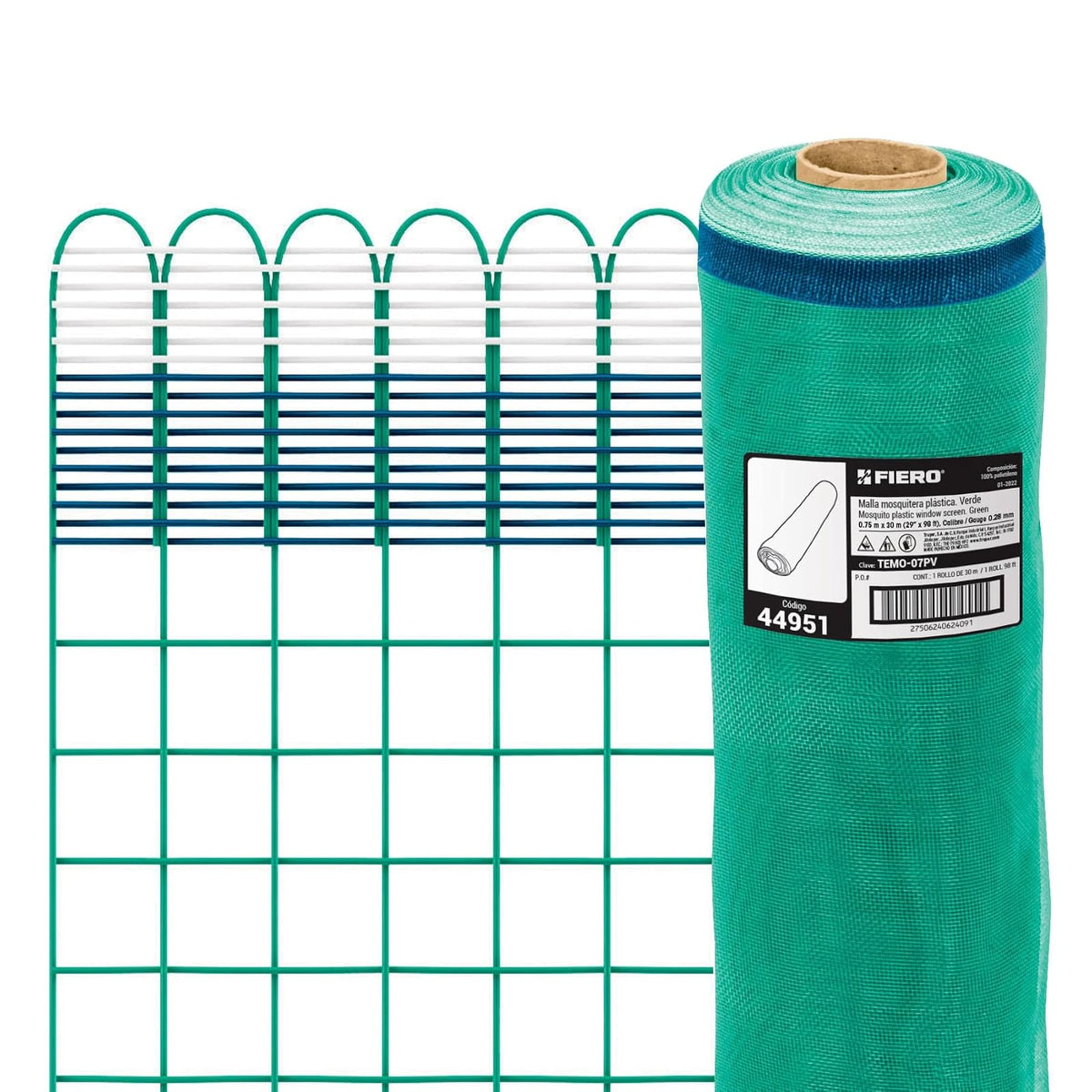 Fiero Malla Mosquitera Plástica Rollo 30 m - 0.75 m - Verde