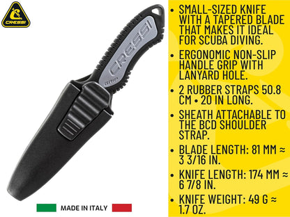 Cressi Versatile Diving Knife for Scuba, Snorkeling, Spearfishing | The Grip