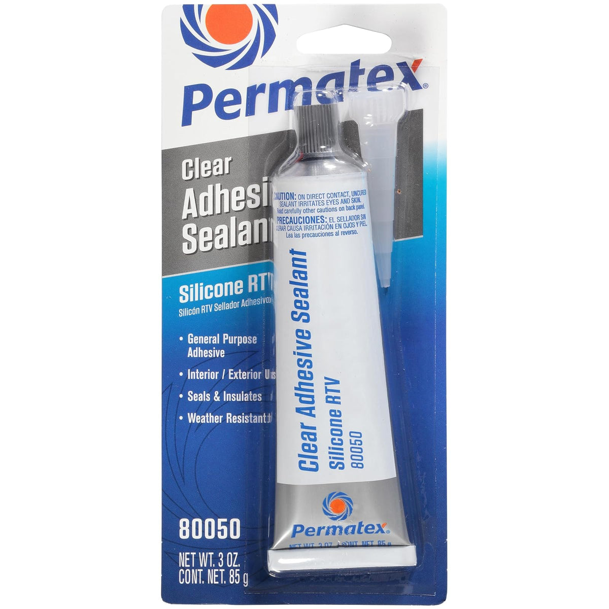 Permatex 80855 Sellador de Silicona Transparente RTV - Paquete de 1 - 3 onzas.