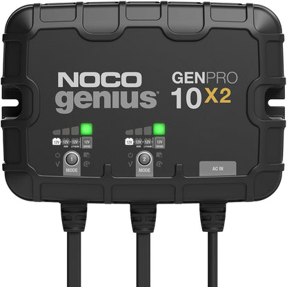 NOCO Genius GENPRO10X2, 2-Bank, 20-Amp (10-Amp per Bank) Fully-Automatic Smart Marine Charger, 12V Onboard Battery Charger, Battery Maintainer and Battery Desulfator with Temperature Compensation
