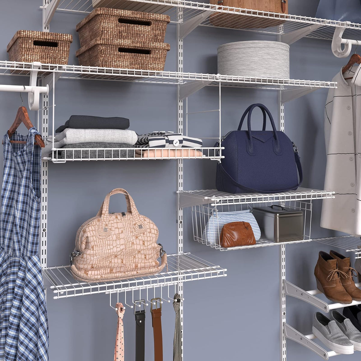 ClosetMaid Estante Colgante de Alambre para Almacenamiento, organización en Armario o despensa, sin Montaje ni instalación, Duradero, Blanco