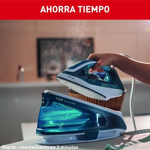 T-fal Generador de Vapor Express Easy SV6115X0 | 1500 W, Suela Cerámica Xpress Glide, tanque de 1.4 L, vapor vertical, sistema anti goteo, apagado automático