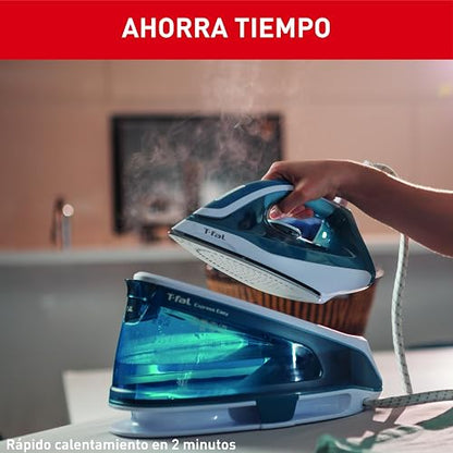 T-fal Generador de Vapor Express Easy SV6115X0 | 1500 W, Suela Cerámica Xpress Glide, tanque de 1.4 L, vapor vertical, sistema anti goteo, apagado automático