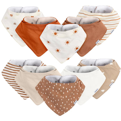 Gerber Bandana Bibs Babero Unisex bebé | Paquete de 10 baberos unisex con broches ajustables para un ajuste cómodo en recién nacidos y bebés.