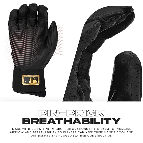 Franklin Sports MLB Guantes de bateo – Infinite Powerstrap béisbol + Softball Guantes de bateo de puño Largo – Guantes de práctica de Jaula para Adultos + jóvenes duraderos – Muñeca Reforzada + Piel