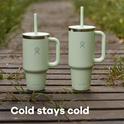 Hydro Flask Vaso de Viaje Aislado Marfil | 946 ml, con asa, tapa y popote, acero inoxidable