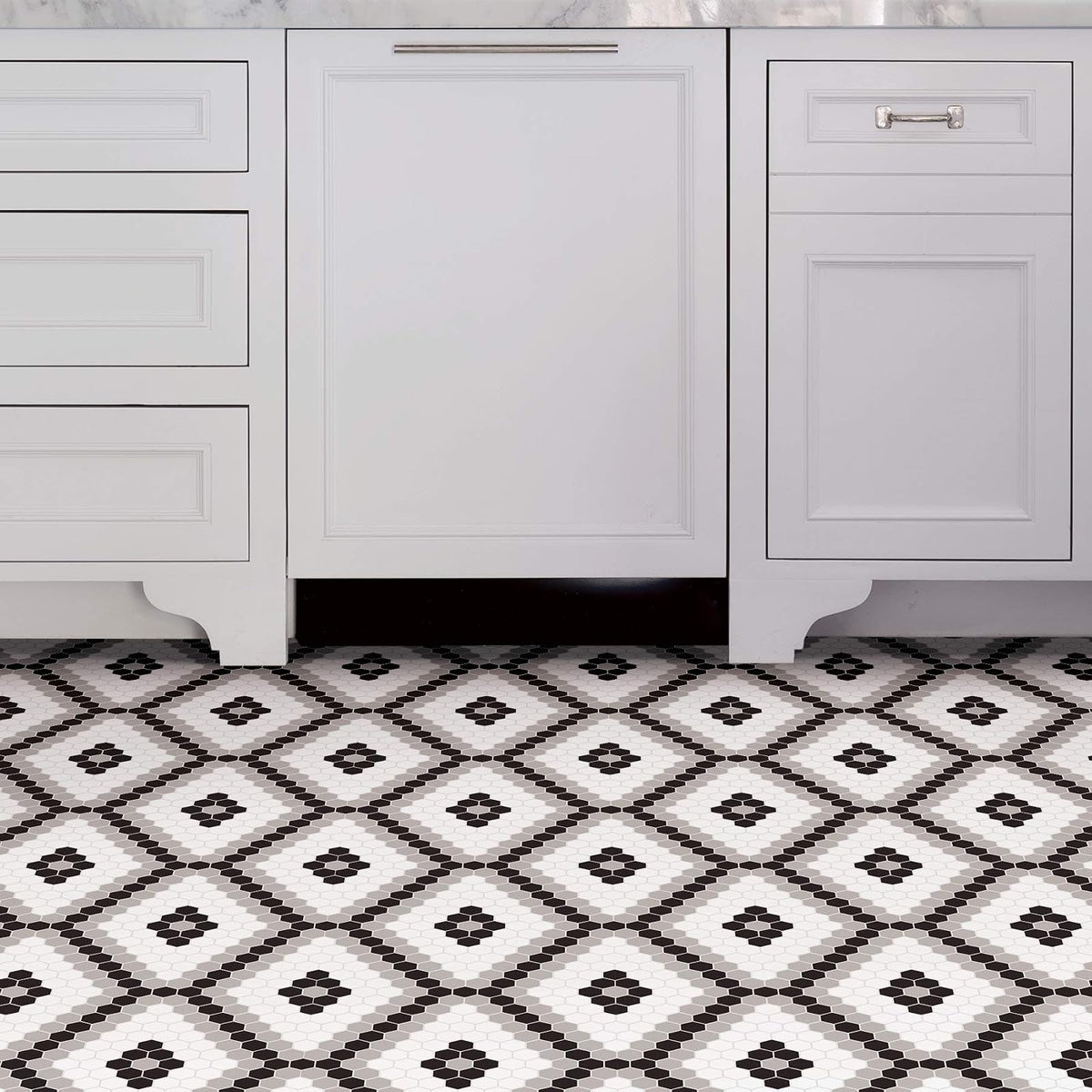 FloorPops FP2950 Leyton - Azulejos de piso para despegar y pegar, color negro
