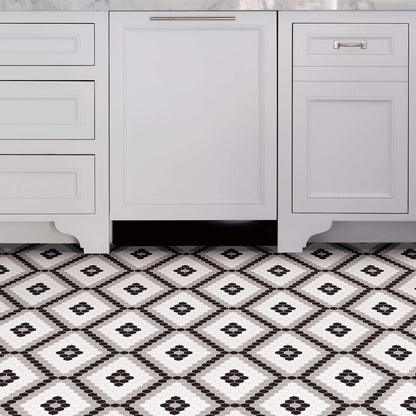 FloorPops FP2950 Leyton - Azulejos de piso para despegar y pegar, color negro