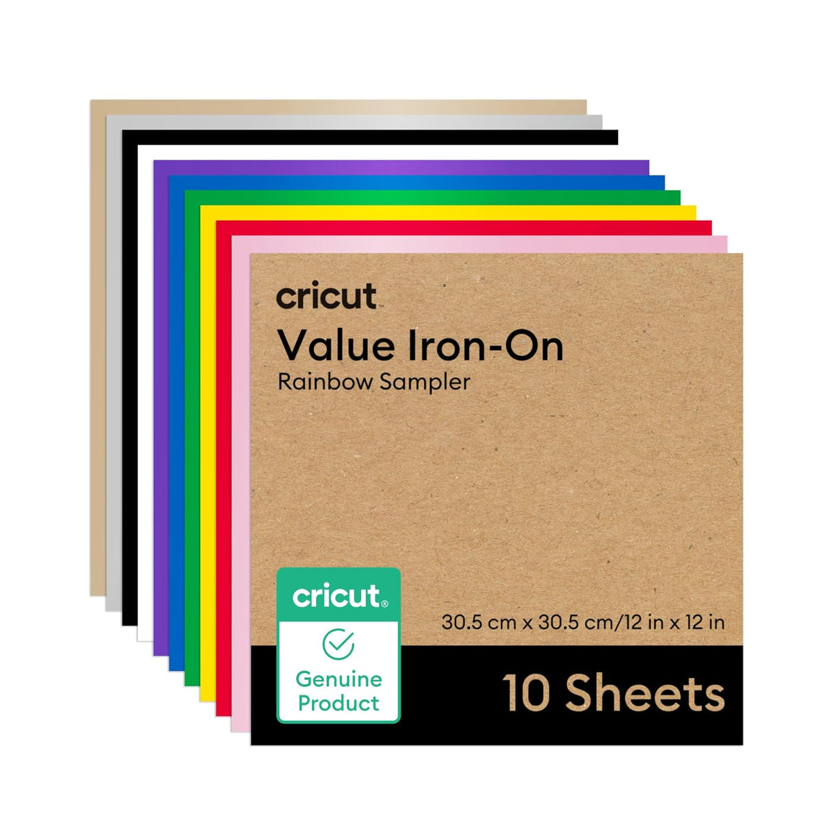 Cricut Value Iron-On Vinilo Termoadhesivo Rainbow Sampler - Paquete de 10 unidades