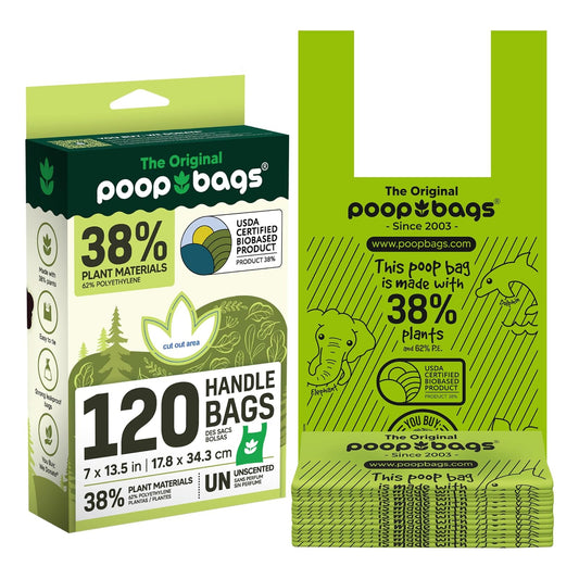 Poop Bags Bolsas Biodegradables con Asas para Desechos de Perro 120 Bolsas