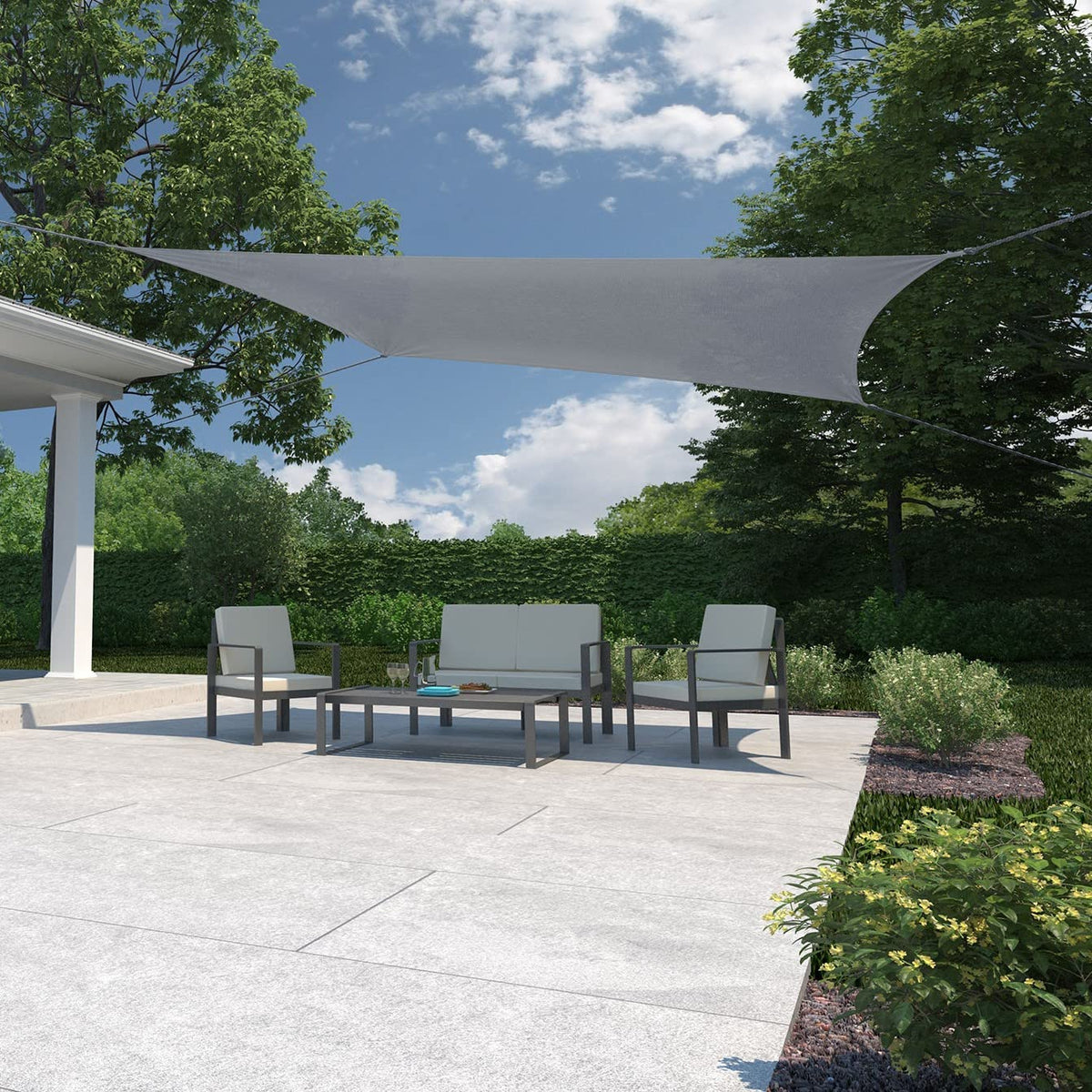 Coolaroo 473105 Ready to Hang Shade Sail, Steel - Acero - 142 pulgadas x 96 pulgadas