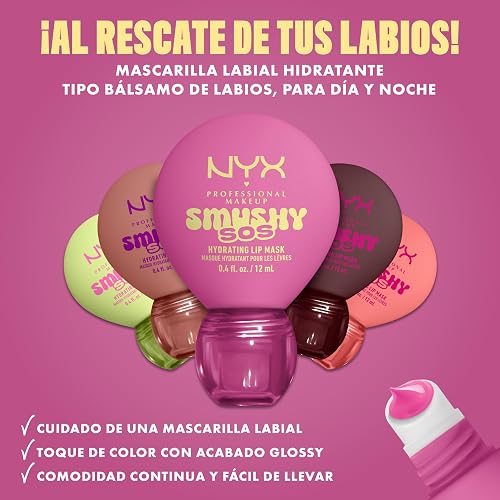 NYX Professional Makeup, Smushy SOS, Mascarilla Hidratante para Labios, Tono Coconut Calm (Café)