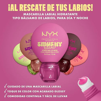 NYX Professional Makeup, Smushy SOS, Mascarilla Hidratante para Labios, Tono Coconut Calm (Café)