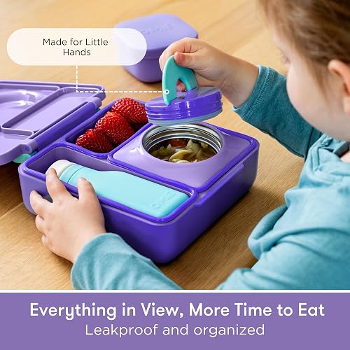 OmieBox Bento - Fiambrera con termos aislados para niños, Púrpura, ciruela, Purple Plum, 1