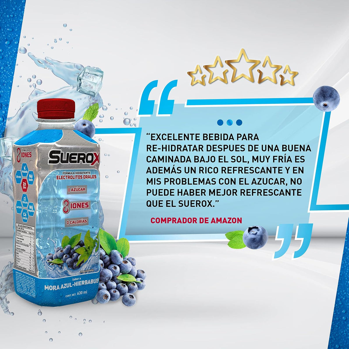 12 Pack de Suerox, FRESA-FRUTOS ROJOS, nuevo sabor, deliciosa hidratación saludable botellas con 630 ml + 12 Pack de, deliciosa hidratación saludable, UVA, botellas con 630 ml