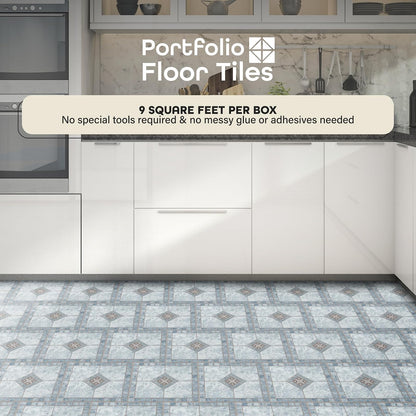 Achim Imports VFT941POVR portafolio de muebles para el hogar 12 x 12 2.0 mm piso de vinilo autoadhesivo, 12 x 12"/9 Tiles/9 sq. ft, Azul (Diamond)
