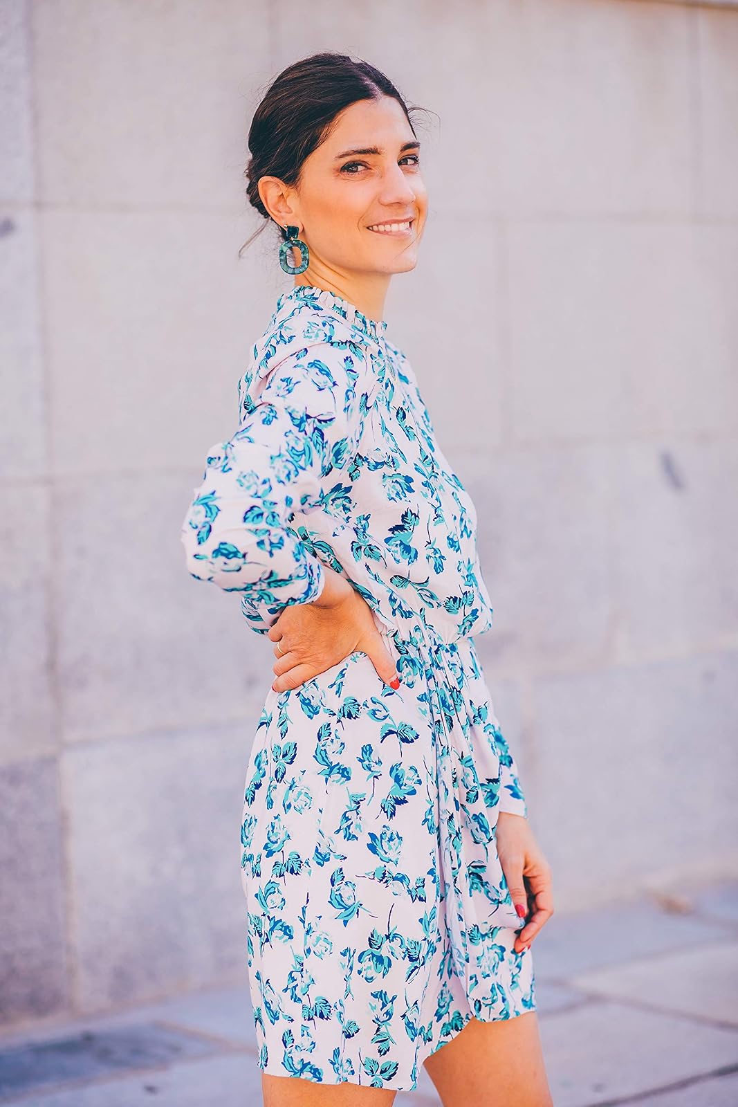 The Drop Minivestido Para Mujer con Dobladillo Tulipán, Estampado Floral, por @balamoda