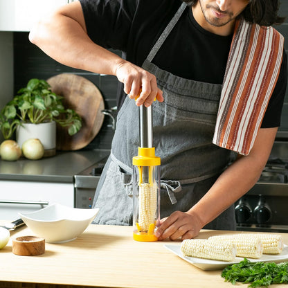 Acero inoxidable RSVP., pelador de maíz, Amarillo, all parts are dishwasher safe, 1