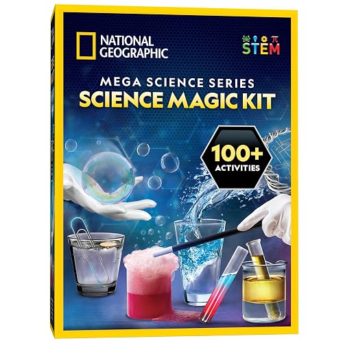 National Geographic - Kit de magia científica: realiza 20 experimentos únicos como trucos de magia, incluye una varita mágica y más de 50 piezas