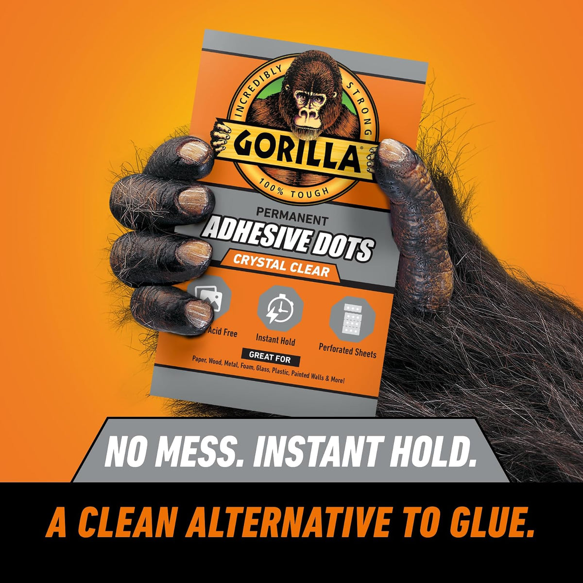 Gorilla - Puntos adhesivos permanentes, de doble cara, transparente, 0.5 pulgadas de diámetro, 150 piezas (paquete de 1) - No ensucia, seguro para fotos