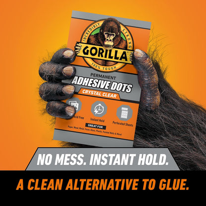 Gorilla - Puntos adhesivos permanentes, de doble cara, transparente, 0.5 pulgadas de diámetro, 150 piezas (paquete de 1) - No ensucia, seguro para fotos