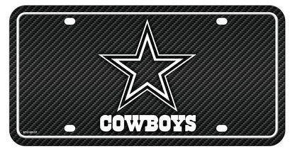 Rico Industries Placa Metálica NFL Fibra de Carbono para Auto - Dallas Cowboys