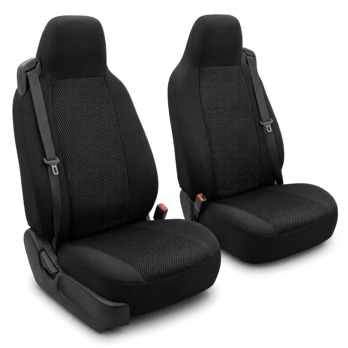 FH Group Fundas de Asiento Alto Compatibles con Cinturón Integrado Set de 2 - Black