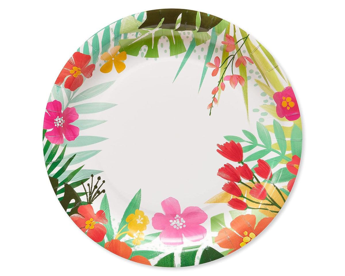 American Greetings Tropical Luau - Suministros de fiesta para barbacoas y todas las fiestas de verano, platos de cena (36 unidades)