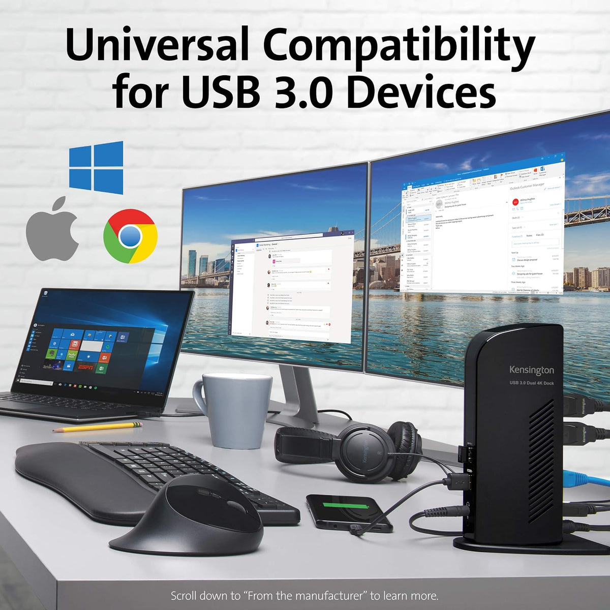 Kensington SD4100v Universal Dual 4K USB 3.0 Estación de Acoplamiento (K38255NA)