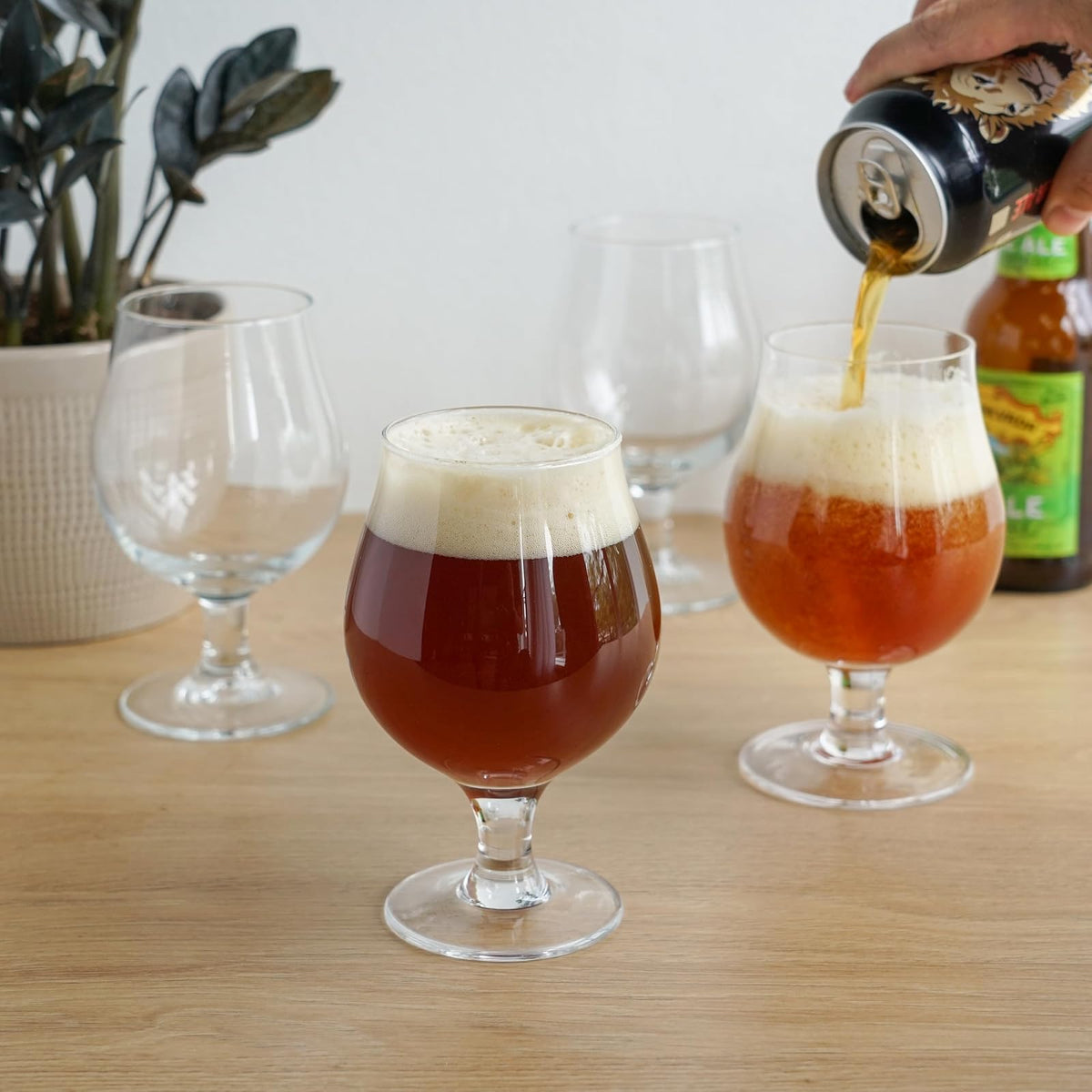 TRUE - Vasos de cerveza de tulipán, juego de vasos de 15 onzas para despedida de soltero, fiesta de acogida, cristalería, IPA Ale Pilsner belga, juego de 4 vasos de cerveza