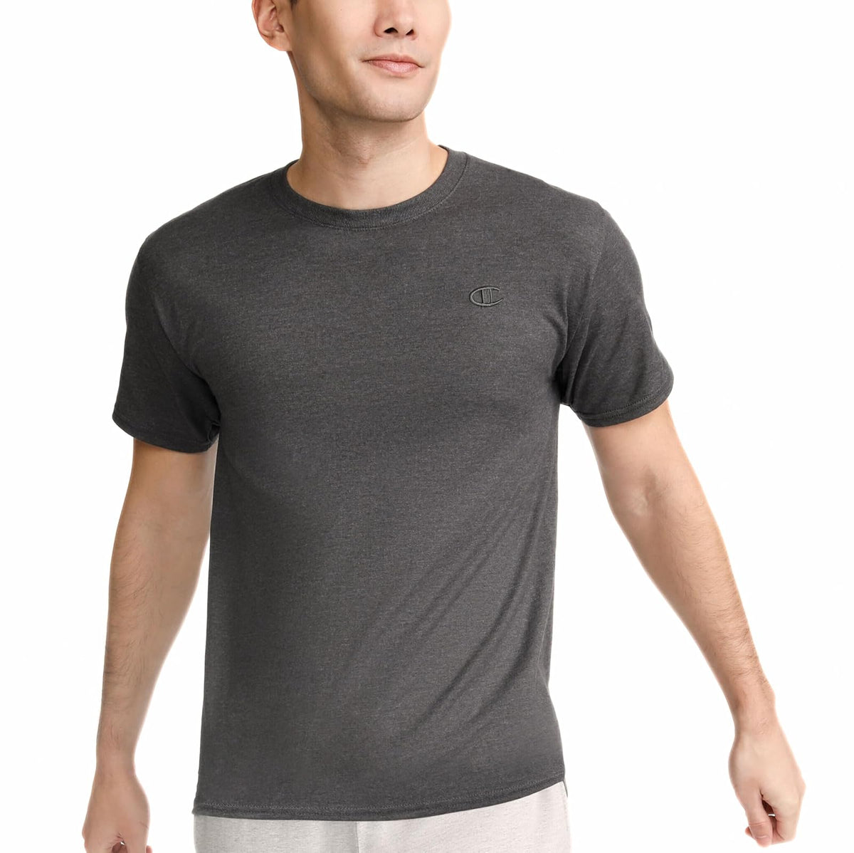 Champion Playera Clásica para Hombre, Cinta Suave en el Cuello, Costuras Reforzadas en los Hombros, Manga Corta, Color Blanco, Talla Grande y Alta