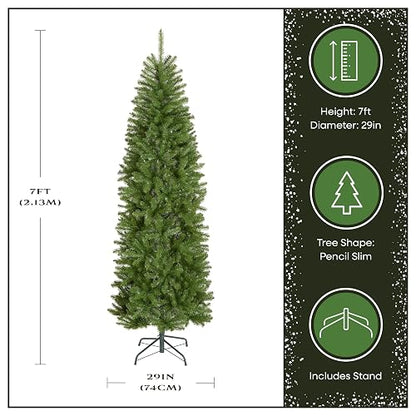 National Tree Company 7 ft Unlit Kingswood Fir Slim Artificial Christmas Tree, 892 Tips, Includes Stand, Green