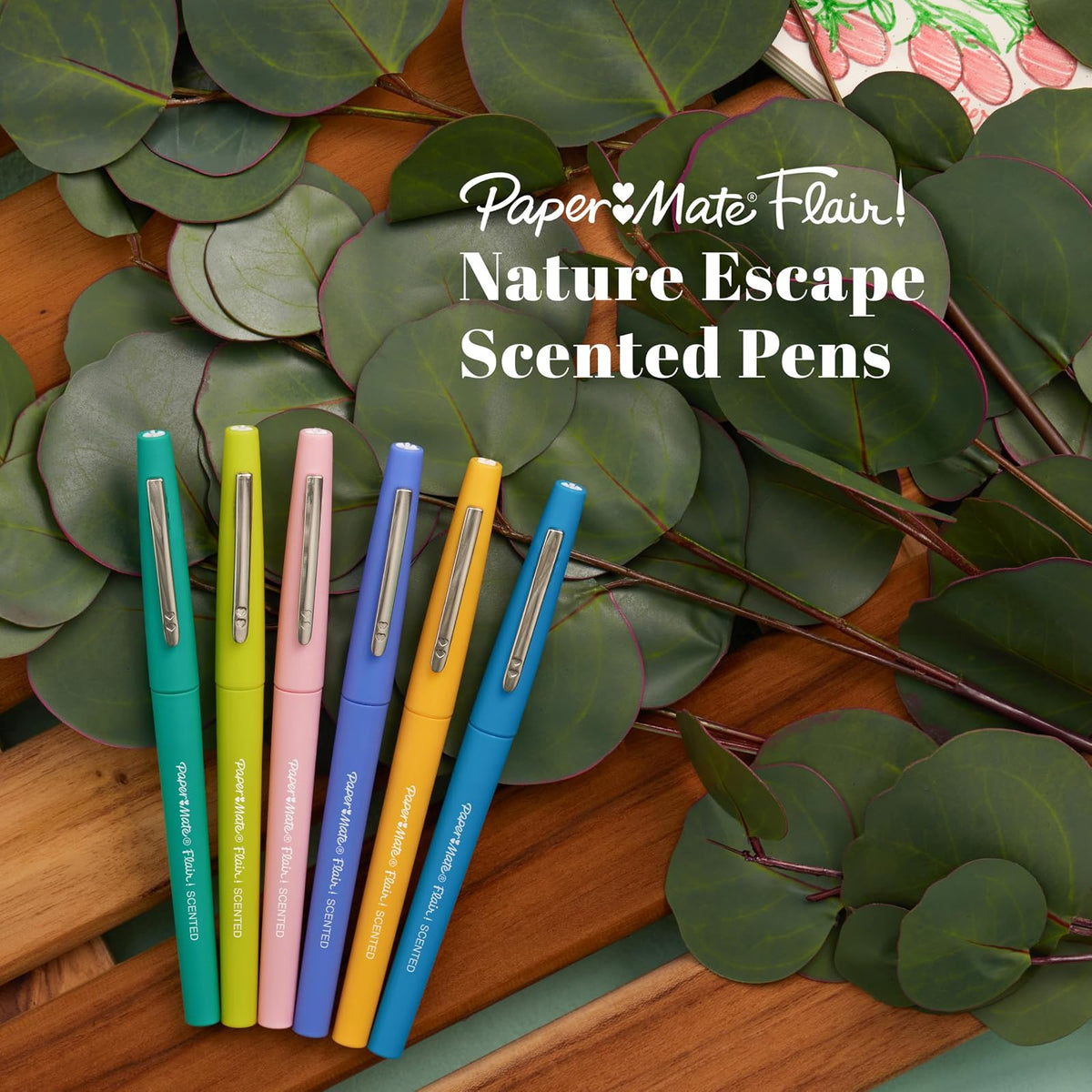 Paper Mate Flair Nature Escape - Bolígrafos de punta de fieltro perfumados, punta media (0.7 mm), colores surtidos, 16 unidades, perfectos para diario, escritura, colorear, suministros para profesores