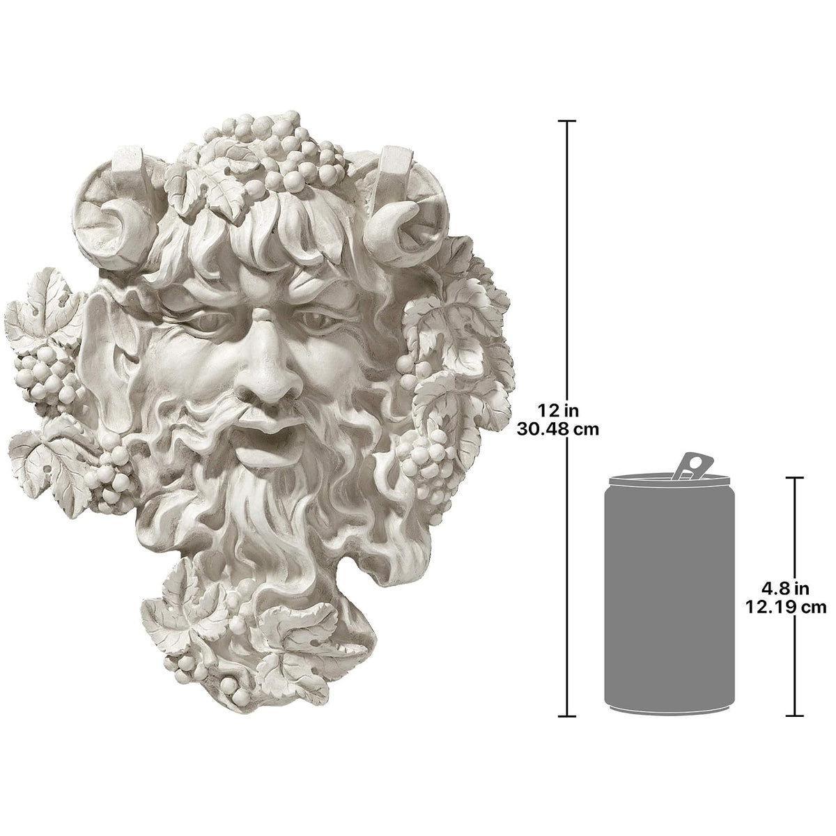 Design Toscano Bacchus, God of Wine Greenman Wall Sculpture, Medium, 12 Inch, Polyresin, Antique Stone