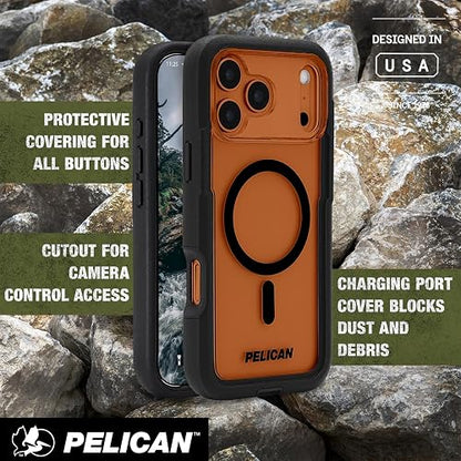 Pelican Voyager - Funda para iPhone 17 Pro Max [compatible con MagSafe] Funda resistente para teléfono de 25 pies, protección contra caídas de grado militar, cubierta resistente con clip para cinturón