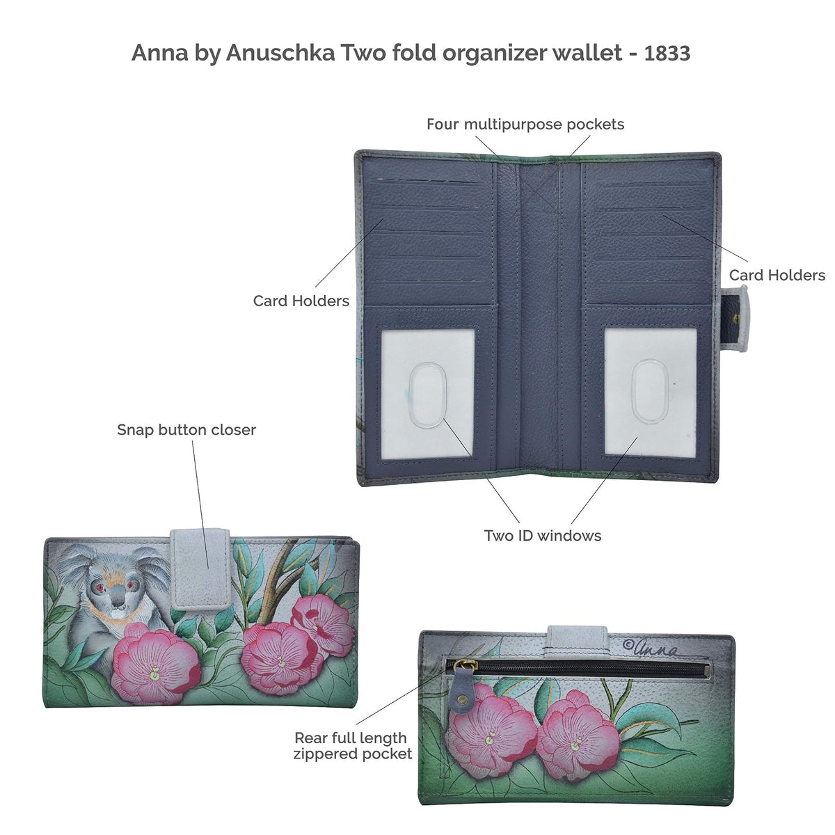 Anna by Anuschka Bi-Fold Organizer Wallet - Genuine Leather