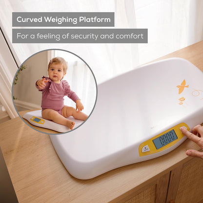 Beurer BY80 Báscula digital para bebé, báscula para bebés para pesar en libras, onzas o kilogramos de hasta 44 libras, báscula para bebés recién nacidos con función de sujeción, báscula para mascotas