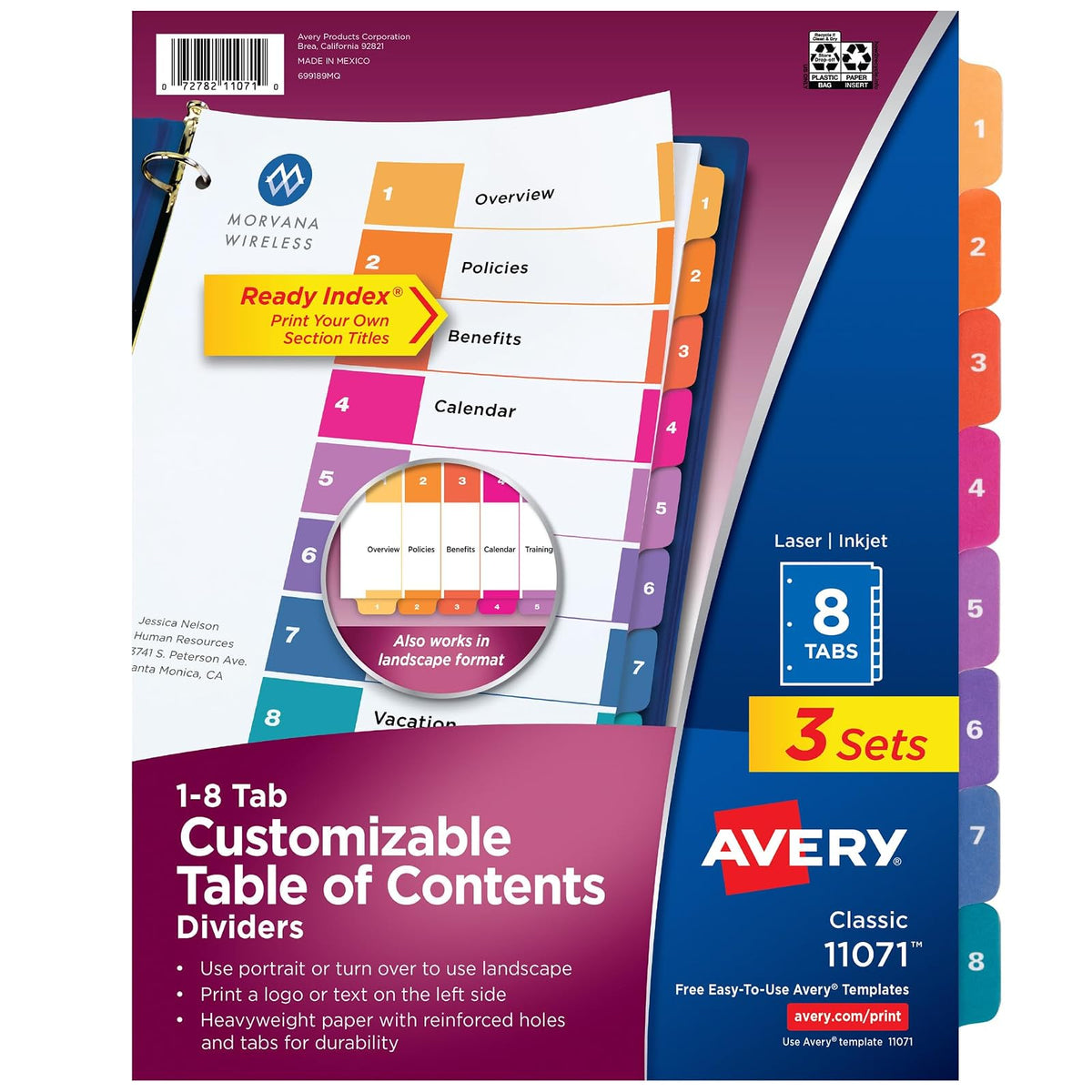 Avery Ready Index® Índices Separadores con tabla de contenido