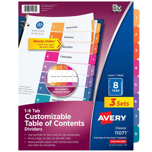 Avery Ready Index® Índices Separadores con tabla de contenido