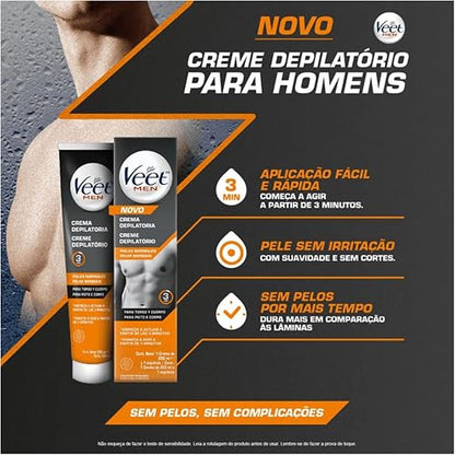 Veet Men Crema Depilatoria para Hombres, Piel Normal Envase 200 ml