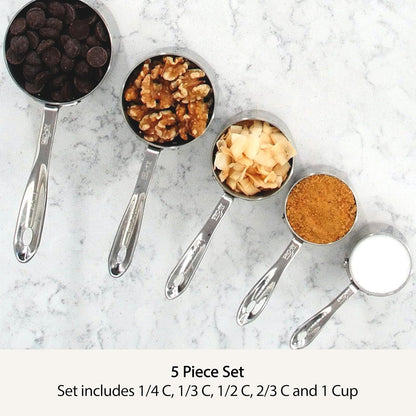 All-Clad 59917 Stainless Steel Measuring Cups Cookware Set, 5-Piece, Silver
