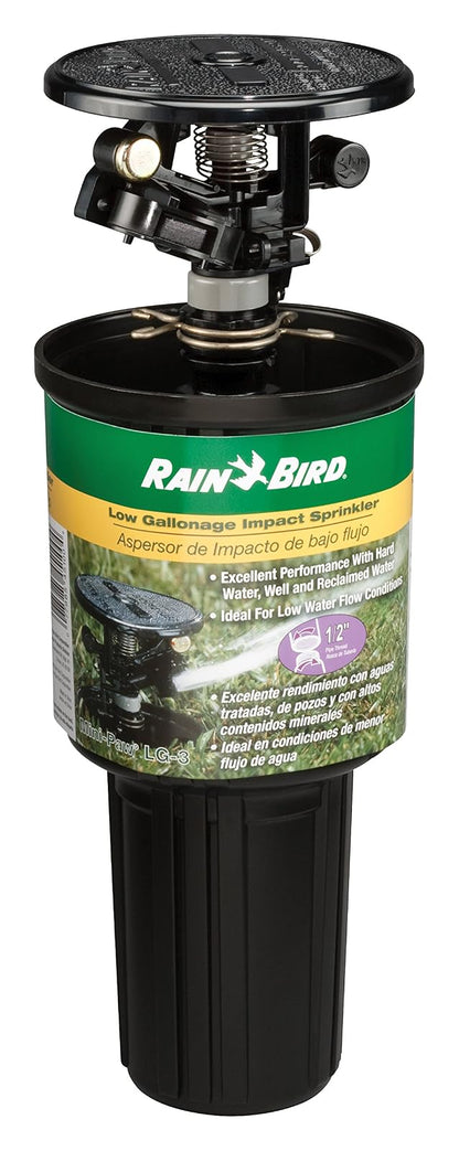 Rain Bird LG-3 - Aspersor de césped de bajo galonaje, Ajustable de 20° a 360°, Distancia de pulverización de 26 pies a 41 pies
